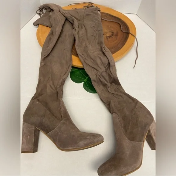 Seychelles over The Knee Faux Suede Drawstring Heeled Boots - Picture 2 of 4